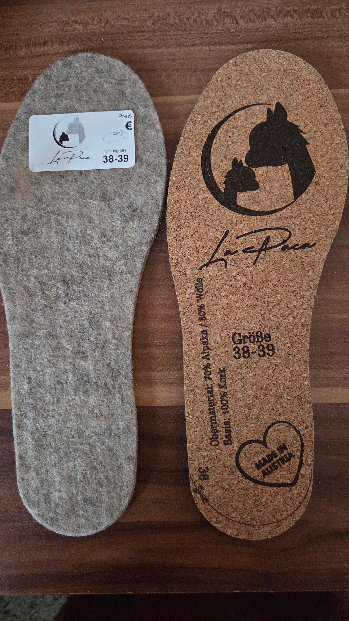 Alpaka Schuheinlagen Gr. 36-50